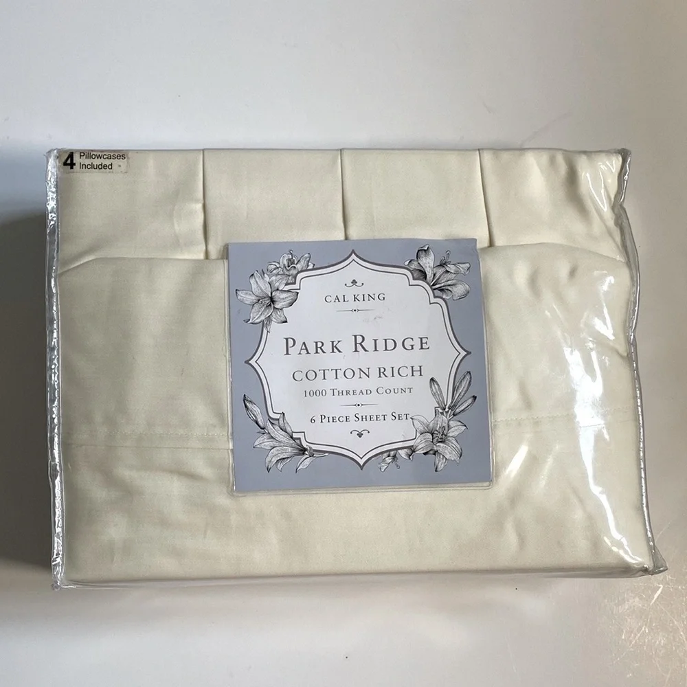 Park Ridge Sheet Set 1000 Thread Count Cotton Rich Sheet Set Cal King Ivory